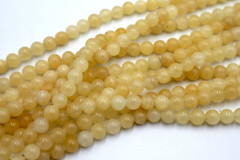 Yellow Jade Gemstone Beads, 6mm, Round